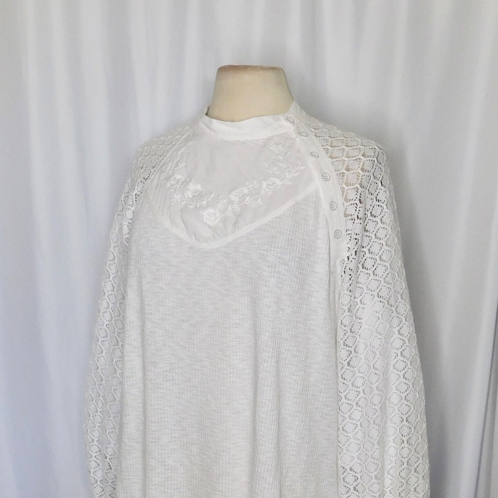 Free People White Lace Sleeve Top - Picture 6 of 15